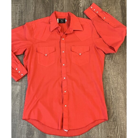 Vintage Dickson-Jenkins DJ Red Pearl Snap Button Shirt Large Christmas Western - Picture 1 of 10